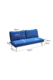 Living and Home 2-Seater Sofa Convertible Upholstered Sofa Bed in Blue - thumbnail 6