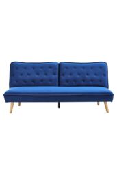 Living and Home 2-Seater Sofa Convertible Upholstered Sofa Bed in Blue - thumbnail 3