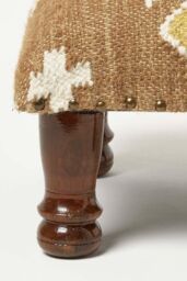 Homescapes Handwoven Kilim Footstool 40 x 40 cm in Brown - thumbnail 3