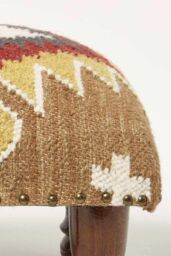 Homescapes Handwoven Kilim Footstool 40 x 40 cm in Brown - thumbnail 4