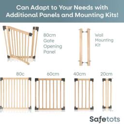 Safetots WOODen Multi Use Safety Barrier, Natural Wood, 76cm High - Size: 96 to 416 cm - thumbnail 4