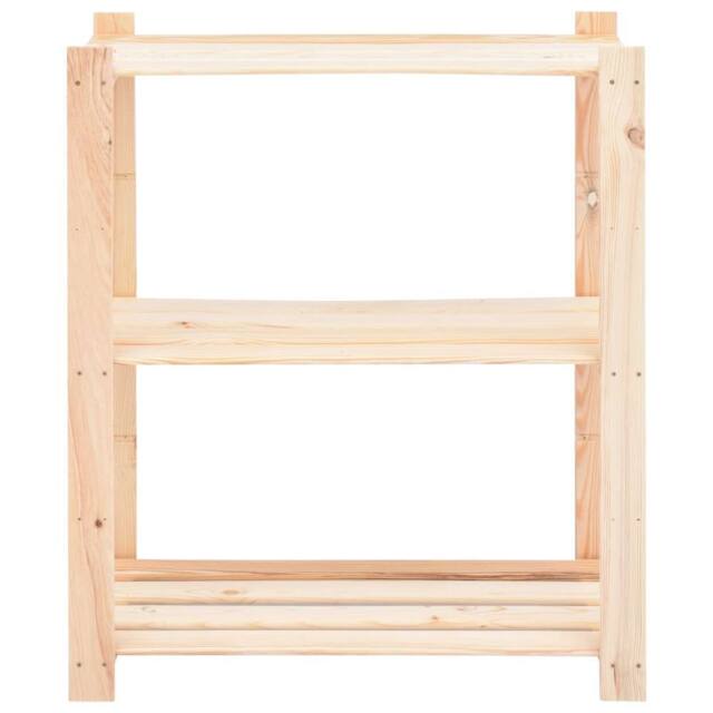 Berkfield Home Durable 3-Tier Storage Rack 80x38x90 cm Solid Pinewood 150 kg in Beige - Size: 80 x 38 x 90 cm - image 1