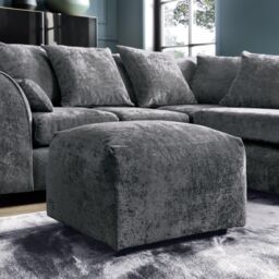 Abakus Direct Harriet Crushed Chenille Footstool in Dark Grey - thumbnail 1