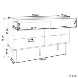 Wyld and Coco Nordic 6-Drawer Chest - White Painted MDF Metal Legs Fluted Fronts - thumbnail 3