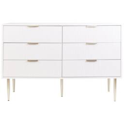 Wyld and Coco Nordic 6-Drawer Chest - White Painted MDF Metal Legs Fluted Fronts - thumbnail 5
