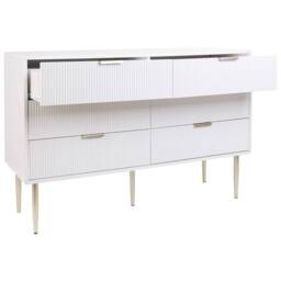 Wyld and Coco Nordic 6-Drawer Chest - White Painted MDF Metal Legs Fluted Fronts - thumbnail 4