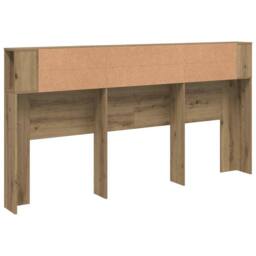 Berkfield Home Headboard Cabinet Artisian Oak 200x18.5x102.5 cm Engineered Wood in Brown - thumbnail 6
