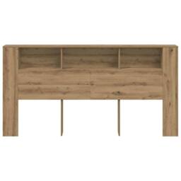 Berkfield Home Headboard Cabinet Artisian Oak 200x18.5x102.5 cm Engineered Wood in Brown - thumbnail 4