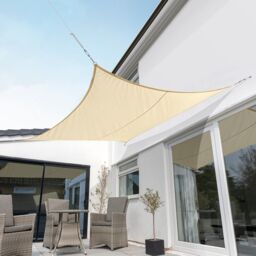 Primrose 3.6m Square Waterproof Sand Garden Patio Sun Shade Sail Canopy 98% UV Block with Free Fixing Kit in Light Sand - thumbnail 1