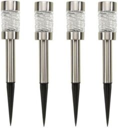 Marco Paul 4 pack of Silver Stainless Solar Stake Lights 42cm - thumbnail 9
