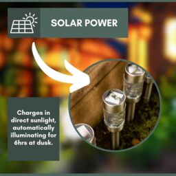 Marco Paul 4 pack of Silver Stainless Solar Stake Lights 42cm - thumbnail 5