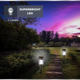 Marco Paul 4 pack of Silver Stainless Solar Stake Lights 42cm - thumbnail 8