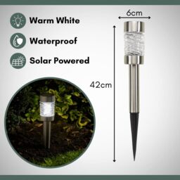 Marco Paul 4 pack of Silver Stainless Solar Stake Lights 42cm - thumbnail 3