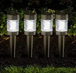 Marco Paul 4 pack of Silver Stainless Solar Stake Lights 42cm