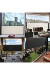 "Living and Home 118""x40"" Retractable Side Awning, Folding Privacy Screen Protection - Waterproof & UV-Resistant Folding Privacy Divider, for Patio" - thumbnail 8