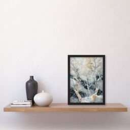 Artery8 Marble Winter Forest Snow Trees Art Framed Art Print in White - Size: A4 - thumbnail 4