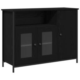 Berkfield Home Sideboard Black Oak 100x35x75 cm Engineered Wood - Size: 100 x 35 x 75 cm - thumbnail 1