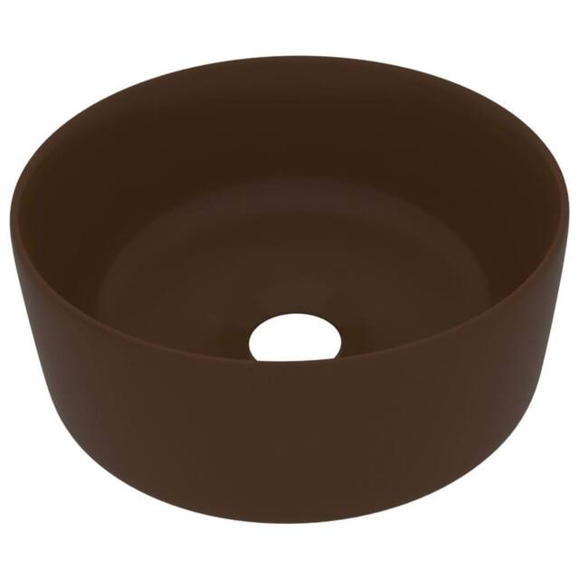 Berkfield Home Luxury Wash Basin Round Matt Dark Brown 40x15 cm Ceramic - image 1