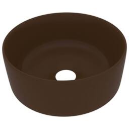 Berkfield Home Luxury Wash Basin Round Matt Dark Brown 40x15 cm Ceramic