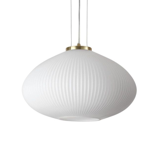 Netlighting Plisse Globe Dome Pendant Ceiling Light Brass 45cm in Yellow - image 1