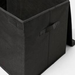 OHS Plain Foldable Fabric Storage Box Toy Organiser with Lid in Black - Size: Large - thumbnail 5