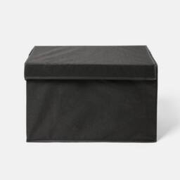 OHS Plain Foldable Fabric Storage Box Toy Organiser with Lid in Black - Size: Large - thumbnail 2