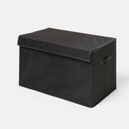 OHS Plain Foldable Fabric Storage Box Toy Organiser with Lid in Black - Size: Large - thumbnail 3