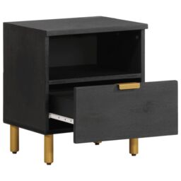 Berkfield Home Bedside Cabinet Black 40x33x46 cm Engineered Wood - Size: 40 x 33 x 46 cm - thumbnail 2