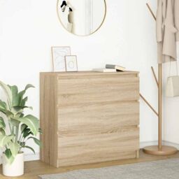 Berkfield Home Sideboard Sonoma Oak 80x35x76 cm Engineered Wood in Brown - Size: 80 x 35 x 76 cm - thumbnail 1