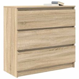 Berkfield Home Sideboard Sonoma Oak 80x35x76 cm Engineered Wood in Brown - Size: 80 x 35 x 76 cm - thumbnail 4