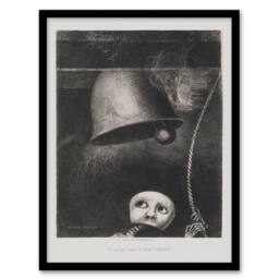 Artery8 Odilon Redon Framed Wall Art Print A Mask Tolls The Funeral Knell in Grey - Size: A4 - thumbnail 1