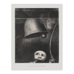 Artery8 Odilon Redon Framed Wall Art Print A Mask Tolls The Funeral Knell in Grey - Size: A4 - thumbnail 3