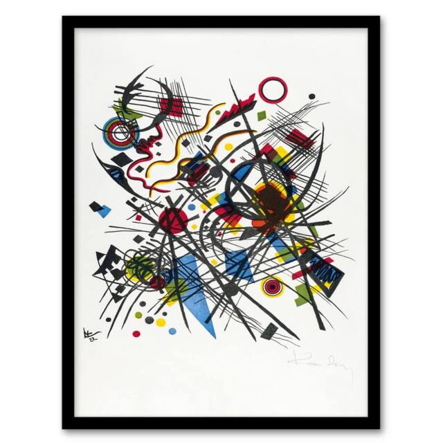 Artery8 Kandinsky Framed Wall Art Lithograph for the Fourth Bauhaus Portfolio in White - Size: A4 - image 1