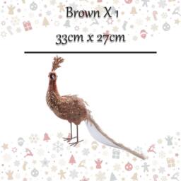 VFM e-Store Christmas Peacock Decoration 33cm x 27cm Brown X 1 - Size: 33 cm x 27 cm - thumbnail 2