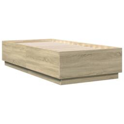Berkfield Home Bed Frame with LED without Mattress Sonoma Oak 90x190 cm Single in Light Brown - thumbnail 3