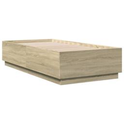 Berkfield Home Bed Frame with LED without Mattress Sonoma Oak 90x190 cm Single in Light Brown - thumbnail 8