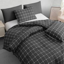 Pamposh Double Brushed Microfibre Check Duvet Cover Set Reversible in Charcoal - thumbnail 5