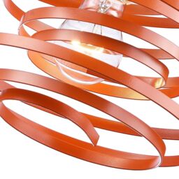 Happy Homewares Gloss Metal Double Ribbon Spiral Swirl Ceiling Light Pendant in Orange - thumbnail 5