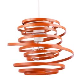 Happy Homewares Gloss Metal Double Ribbon Spiral Swirl Ceiling Light Pendant in Orange - thumbnail 2