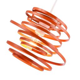 Happy Homewares Gloss Metal Double Ribbon Spiral Swirl Ceiling Light Pendant in Orange - thumbnail 3