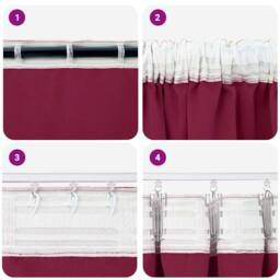 Berkfield Home Curtains with Curtains 2 pcs Wine Red 245 x 140 cm Polyester - thumbnail 7