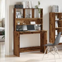Berkfield Home Desk with Shelves Old Wood 102x45x148 cm Engineered Wood in Brown - Size: 102 x 45 x 148 cm - thumbnail 1