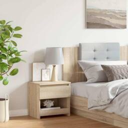 Berkfield Home Bedside Cabinet Sonoma Oak 40x30x39 cm Engineered Wood in Light Tan - Size: 40 x 30 x 39 cm - thumbnail 3