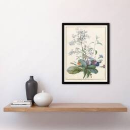 Artery8 Pierre Joseph Redoute Framed Wall Art Bouquet of Flowers with Insects in White - Size: A4 - thumbnail 2