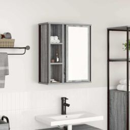 Berkfield Home Bathroom Wall Cabinet with Mirror Grey Sonoma 50x21x60 cm - Size: 50 x 21 x 60 cm - thumbnail 1