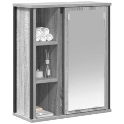 Berkfield Home Bathroom Wall Cabinet with Mirror Grey Sonoma 50x21x60 cm - Size: 50 x 21 x 60 cm - thumbnail 4
