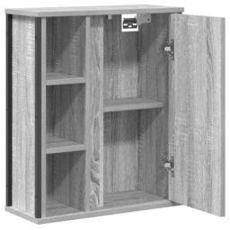 Berkfield Home Bathroom Wall Cabinet with Mirror Grey Sonoma 50x21x60 cm - Size: 50 x 21 x 60 cm - thumbnail 5
