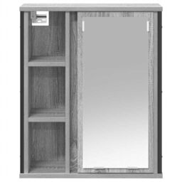 Berkfield Home Bathroom Wall Cabinet with Mirror Grey Sonoma 50x21x60 cm - Size: 50 x 21 x 60 cm - thumbnail 6