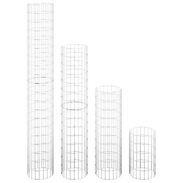 Berkfield Home Durable Circular Gabion Raised Beds 4 pcs Ã˜30x50/100/150/200 cm in Silver - image 1