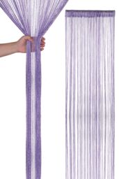 Neel Blue Glitter String Curtain Polyester Fringe Panel Spaghetti Tassel Curtain, 200cm x 90cm in Lilac - Size: 200 cm x 90 cm - thumbnail 1